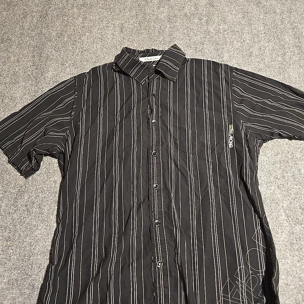 Billabong Design Works Shirt Mens Medium Black Button Front Short Sleeve